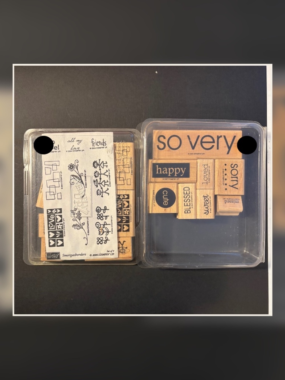 2 Stampin’ Up Wood Mounted Rubber Stamp Lot